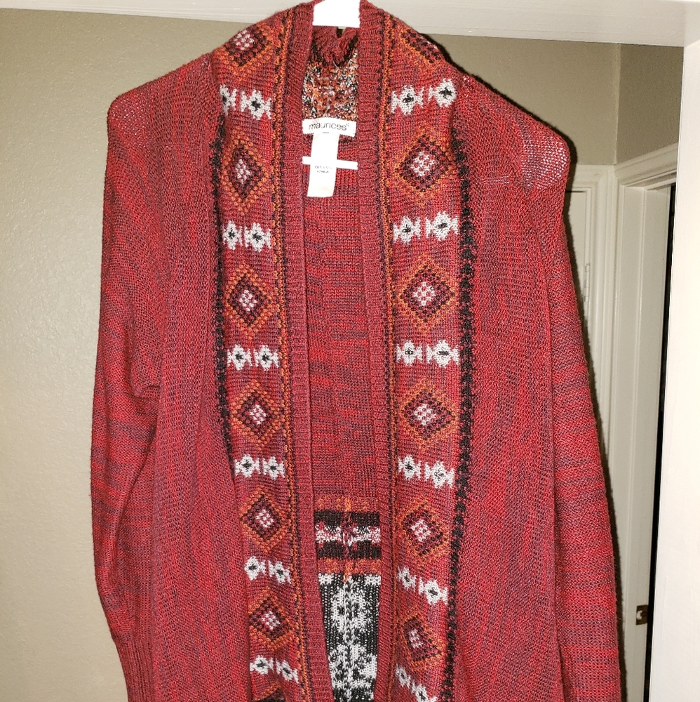 Maurice's Fringed Southwest Plus Size Cardigan
